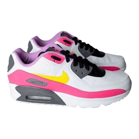 NIKE Air Max 90 'White Hyper Pink Orange' Running Shoes Size 6.5Y/W8 - Picture 2 of 15